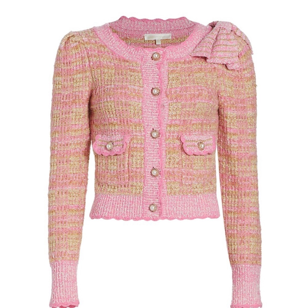 Brand new Loveshackfancy Chantria Cropped Tweed Cardigan, size L.